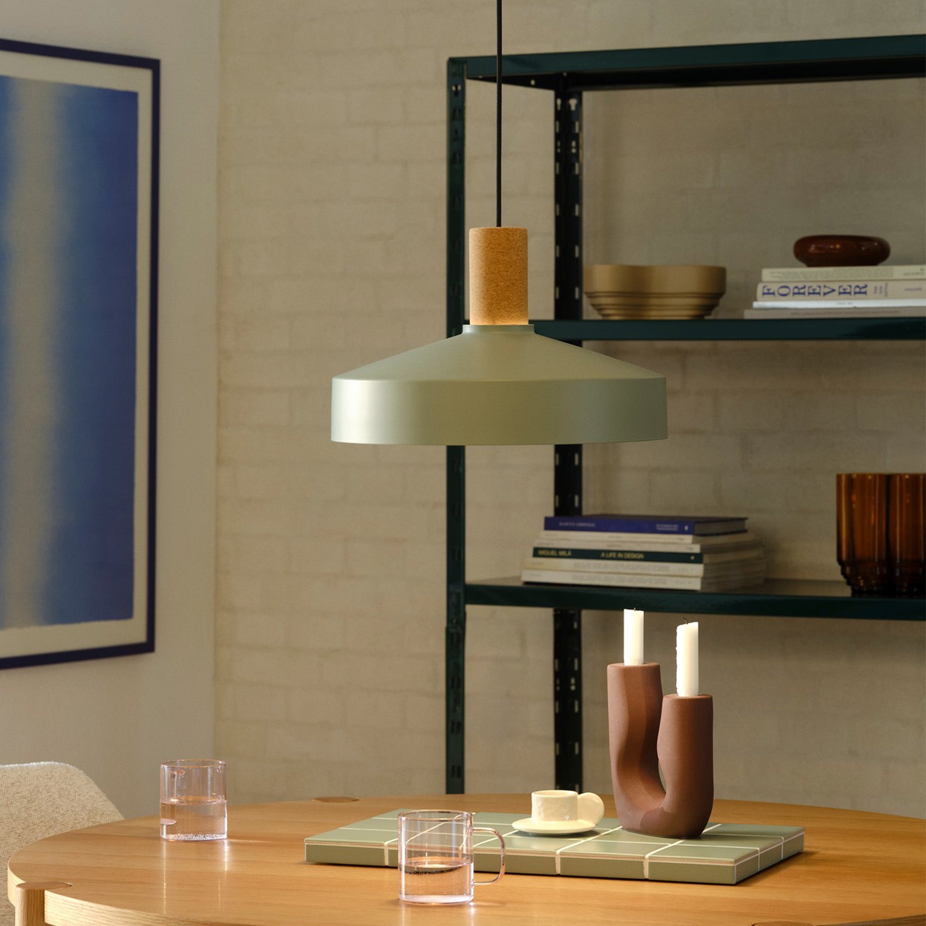 Elvas pendel kork støvet grøn